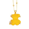 Copper Gold Plated Cute Simple Style Bear Inlay Resin Zircon Pendant Necklace