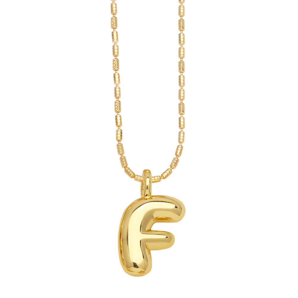 Copper Gold Plated Simple Style Letter Pendant Necklace