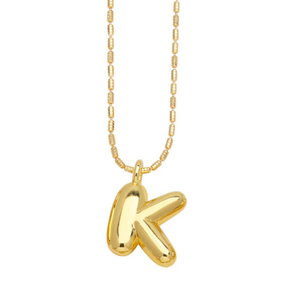 Copper Gold Plated Simple Style Letter Pendant Necklace