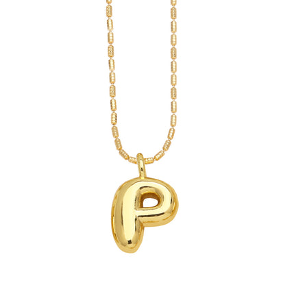 Copper Gold Plated Simple Style Letter Pendant Necklace