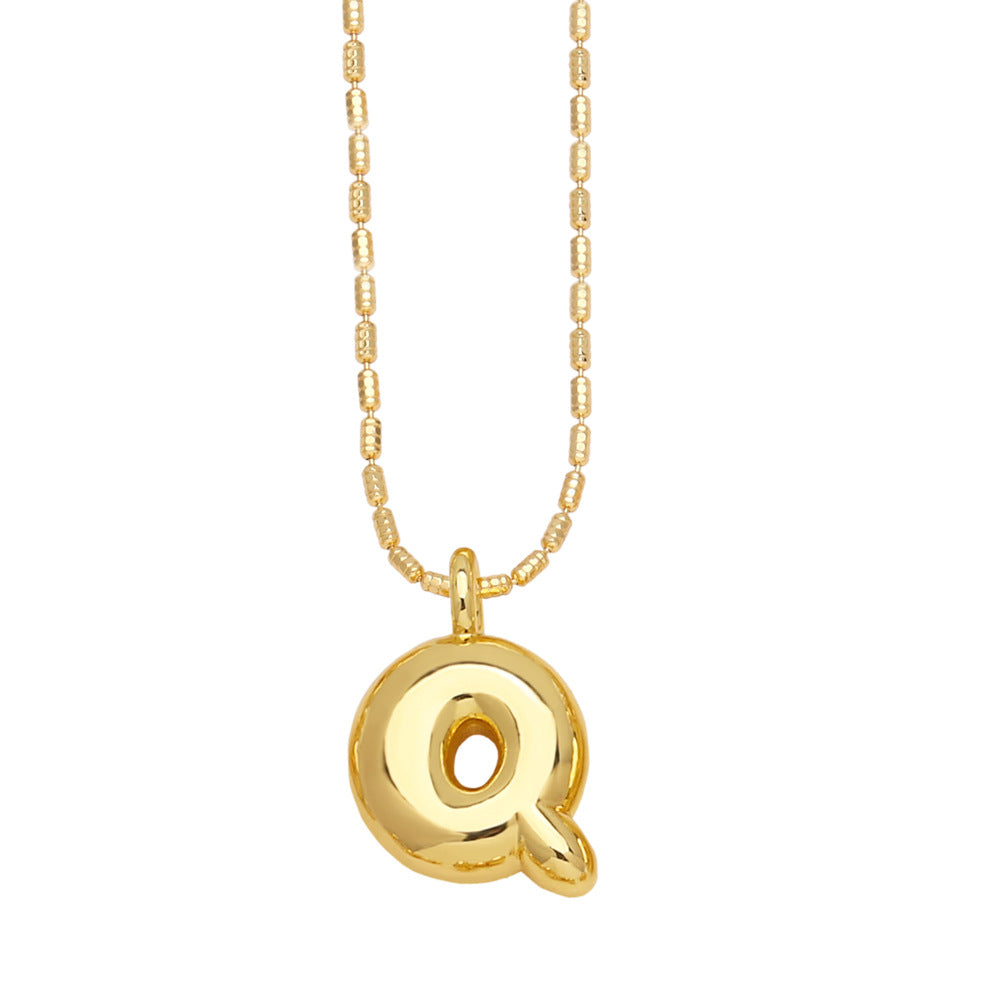 Copper Gold Plated Simple Style Letter Pendant Necklace