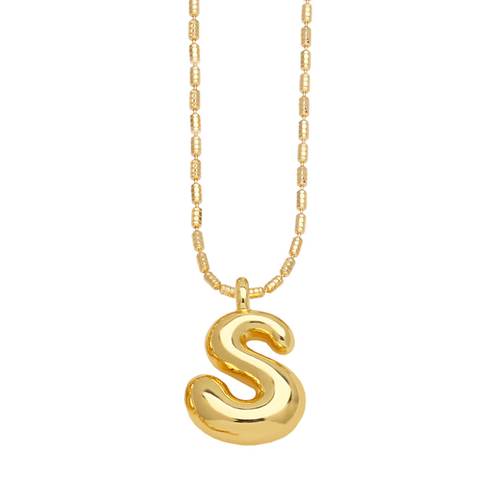 Copper Gold Plated Simple Style Letter Pendant Necklace