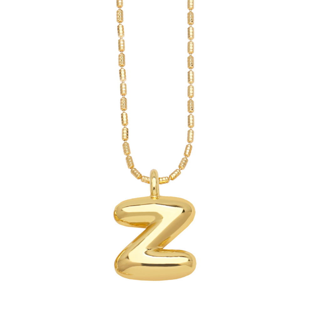 Copper Gold Plated Simple Style Letter Pendant Necklace