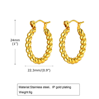 1 Pair IG Style U Shape Stainless Steel 18K Gold Plated Hoop Earrings