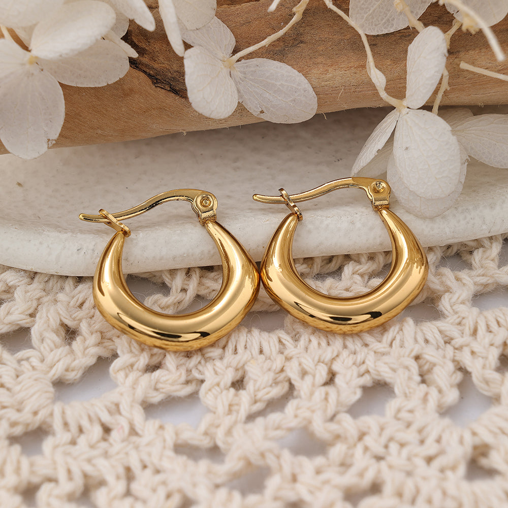 1 Pair IG Style Round Plating Stainless Steel Hoop Earrings