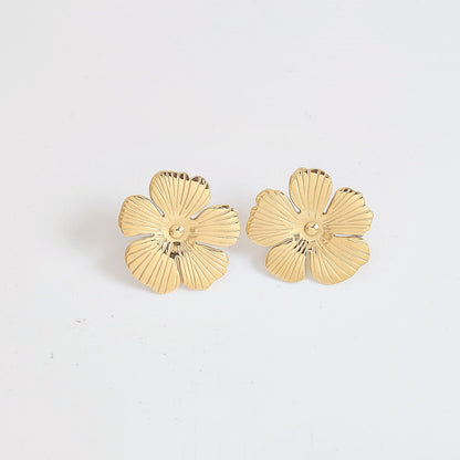 1 Pair Simple Style Flower Stainless Steel Artificial Pearls 18K Gold Plated Ear Studs