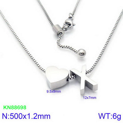 Stainless Steel Basic Letter Heart Shape Pendant Necklace