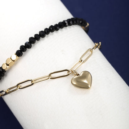 XUPING Simple Style Water Droplets Heart Shape Stainless Steel Beaded Beaded Plating 14K Gold Plated Women's Bracelets