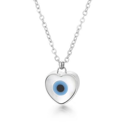 Stainless Steel 18K Gold Plated Basic Devil's Eye Inlay Shell Pendant Necklace