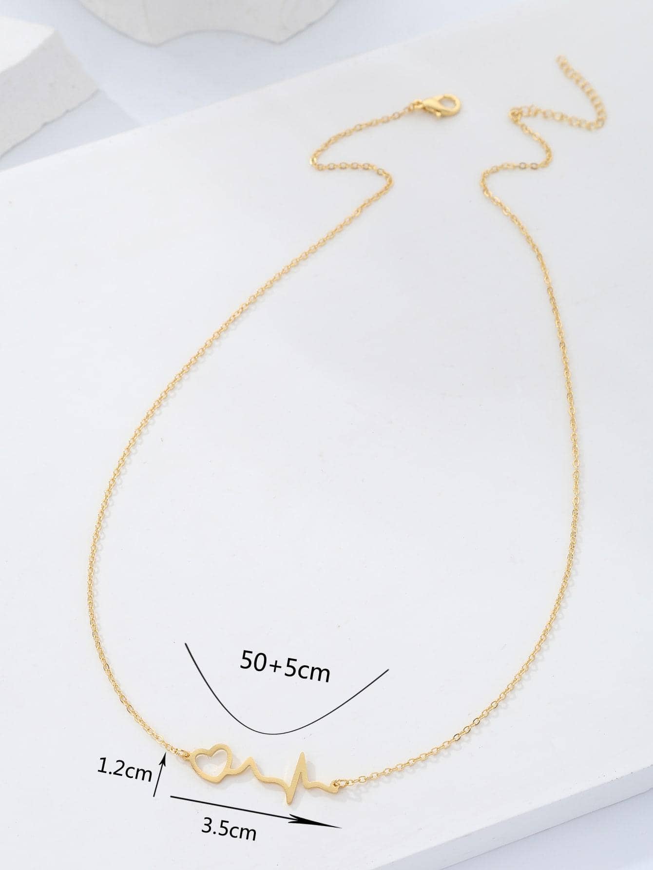 Copper 18K Gold Plated IG Style Simple Style Letter Electrocardiogram Heart Shape Hollow Out Inlay Zircon Pendant Necklace