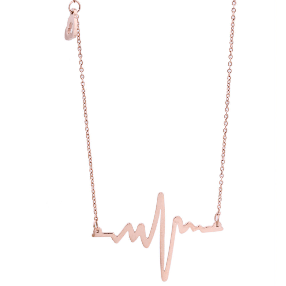 Titanium Steel Simple Style Electrocardiogram Pendant Necklace