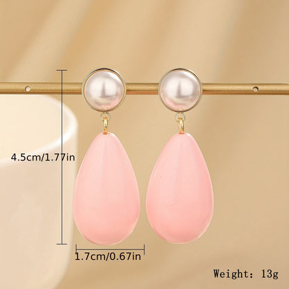 1 Pair Vacation Simple Style Water Droplets Inlay Arylic Artificial Pearls Drop Earrings