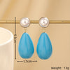 1 Pair Vacation Simple Style Water Droplets Inlay Arylic Artificial Pearls Drop Earrings