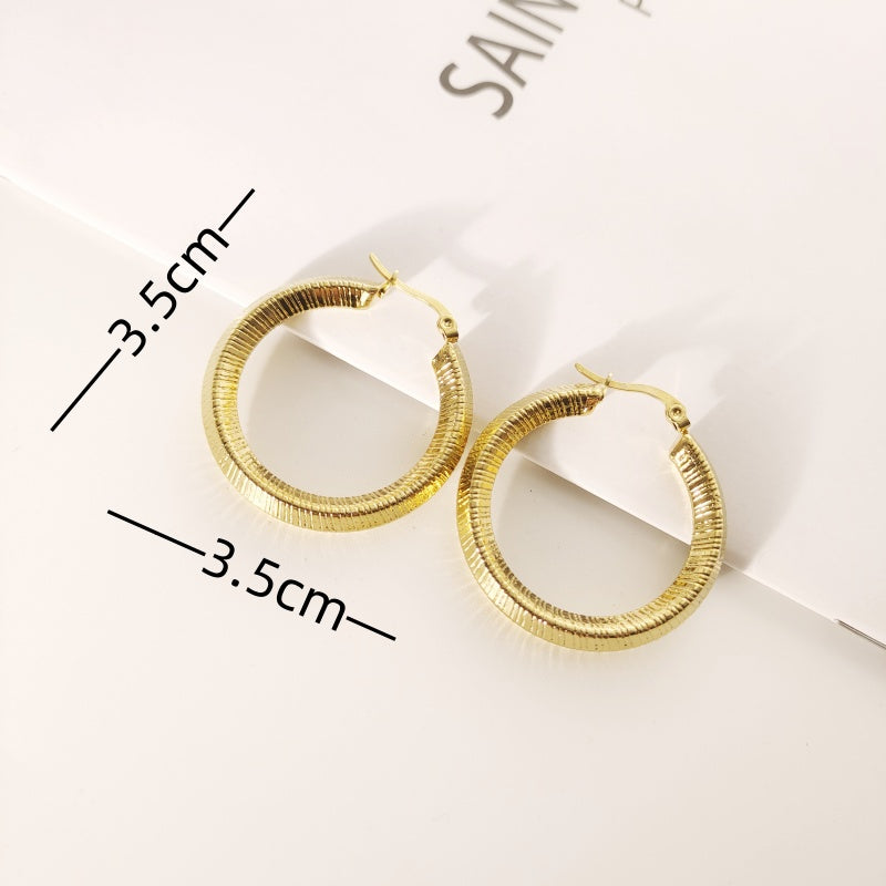 1 Pair Simple Style Round Titanium Steel 18K Gold Plated Earrings