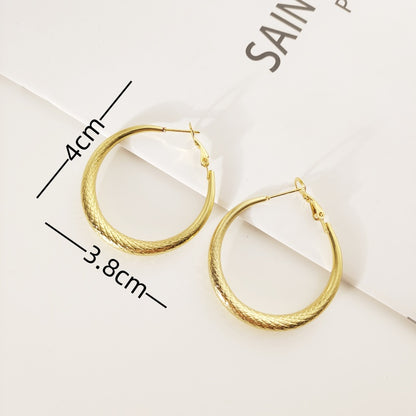 1 Pair Simple Style Round Titanium Steel 18K Gold Plated Earrings