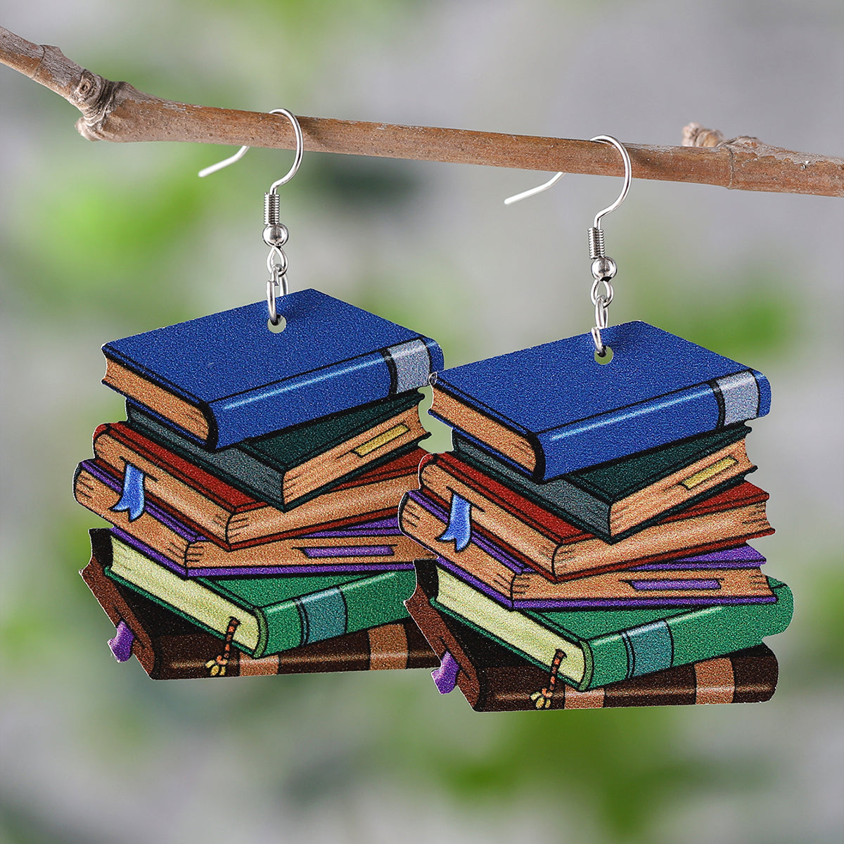 1 Pair Retro Book Cartoon Car Wood Drop Earrings