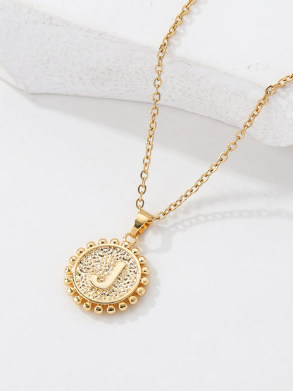 Copper 18K Gold Plated IG Style Letter Pendant Necklace