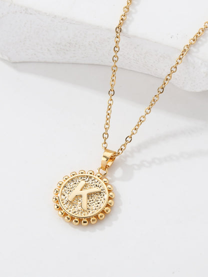 Copper 18K Gold Plated IG Style Letter Pendant Necklace