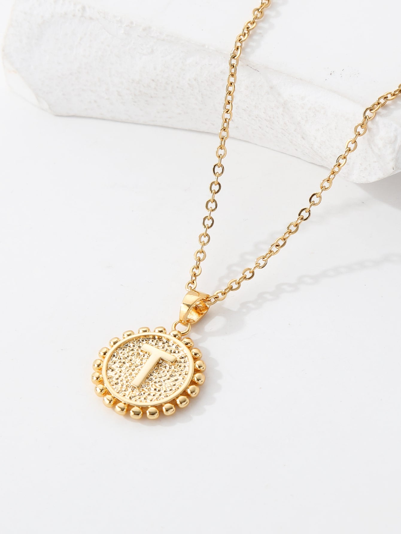 Copper 18K Gold Plated IG Style Letter Pendant Necklace