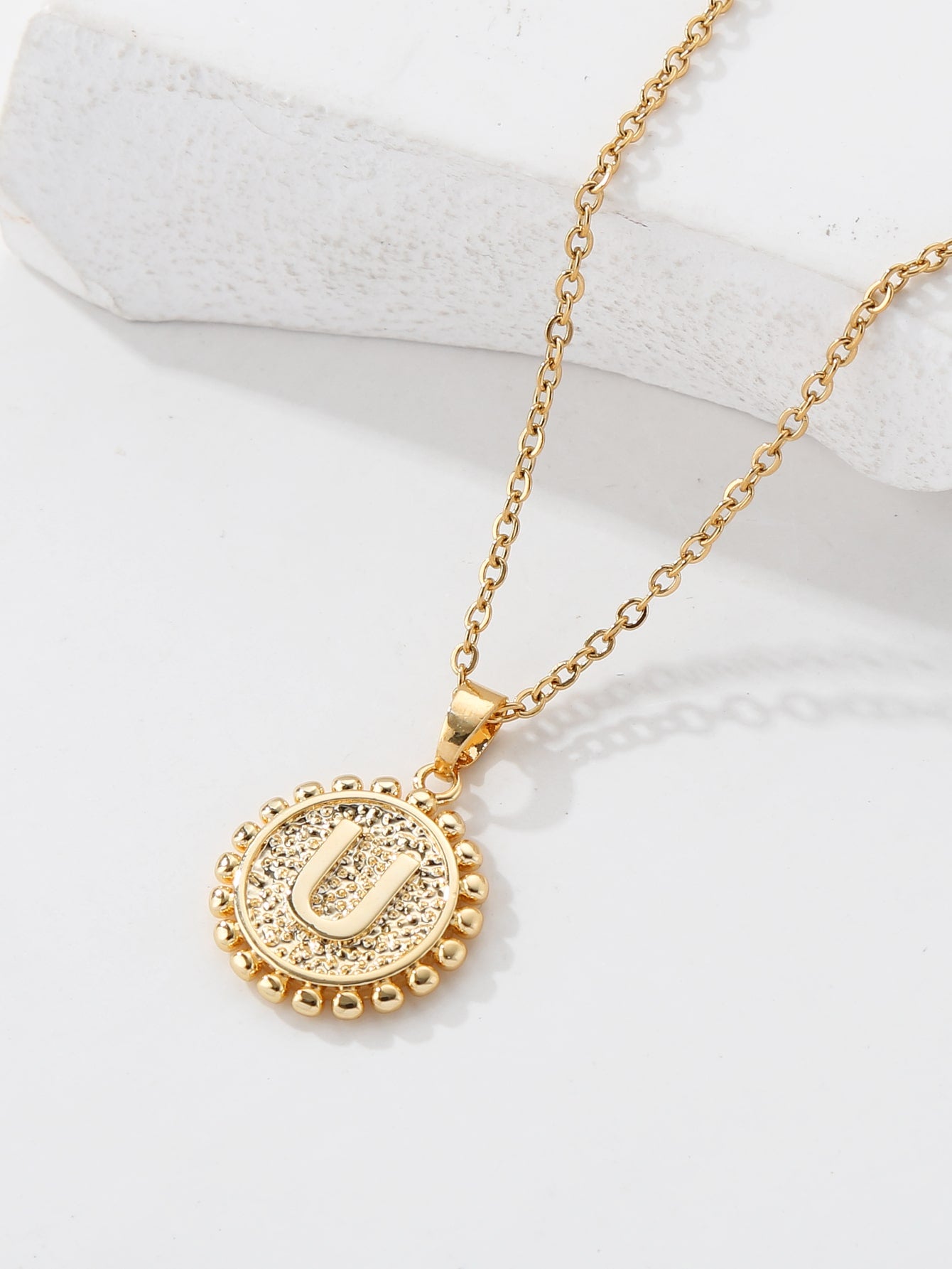 Copper 18K Gold Plated IG Style Letter Pendant Necklace