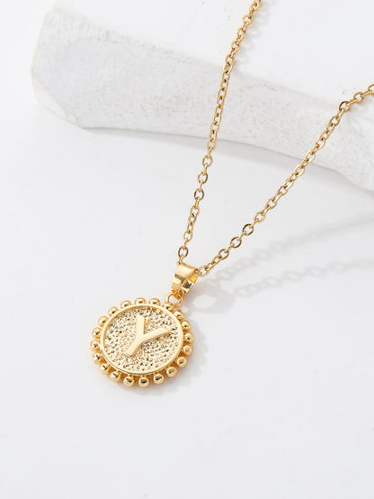 Copper 18K Gold Plated IG Style Letter Pendant Necklace