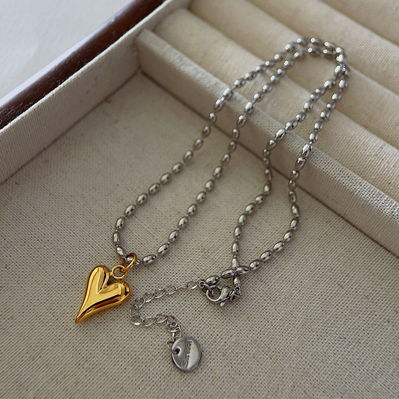 Titanium Steel 18K Gold Plated Simple Style Heart Shape Pendant Necklace