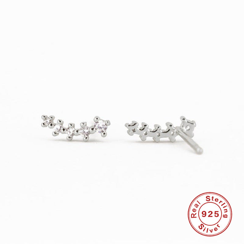 1 Pair Simple Style Geometric Inlay Sterling Silver Zircon Ear Studs