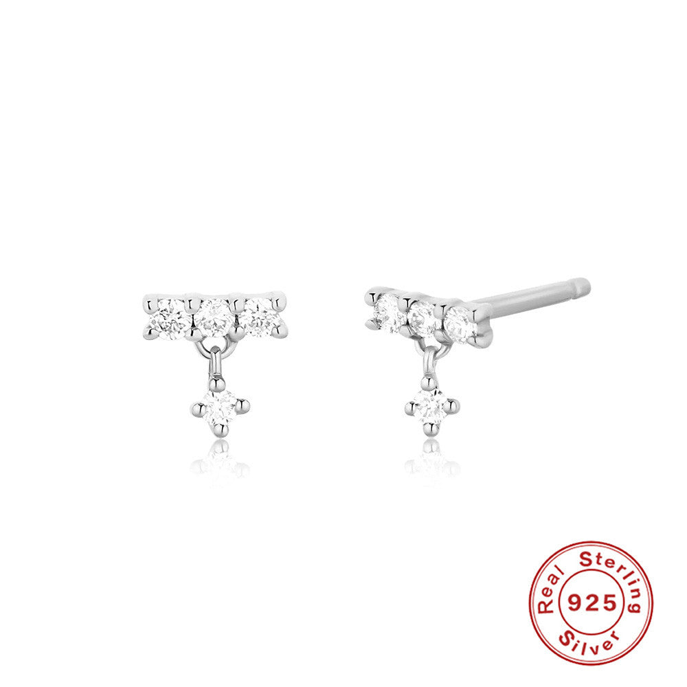 1 Pair Simple Style Geometric Inlay Sterling Silver Zircon Ear Studs