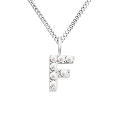 Stainless Steel 14K Gold Plated Simple Style Letter Hollow Out Inlay Artificial Pearls Pendant Necklace