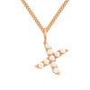 Stainless Steel 14K Gold Plated Simple Style Letter Hollow Out Inlay Artificial Pearls Pendant Necklace