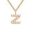 Stainless Steel 14K Gold Plated Simple Style Letter Hollow Out Inlay Artificial Pearls Pendant Necklace