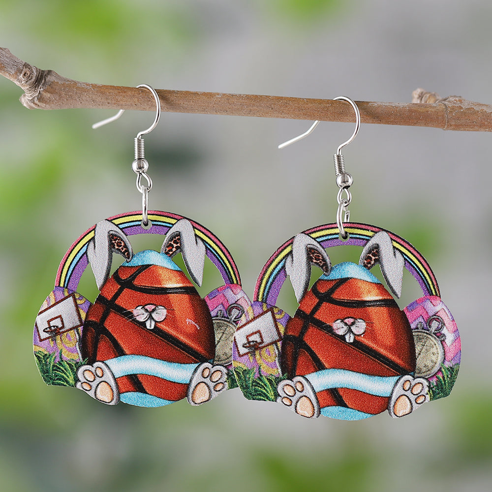 1 Pair Cute Retro Rabbit Wood Drop Earrings