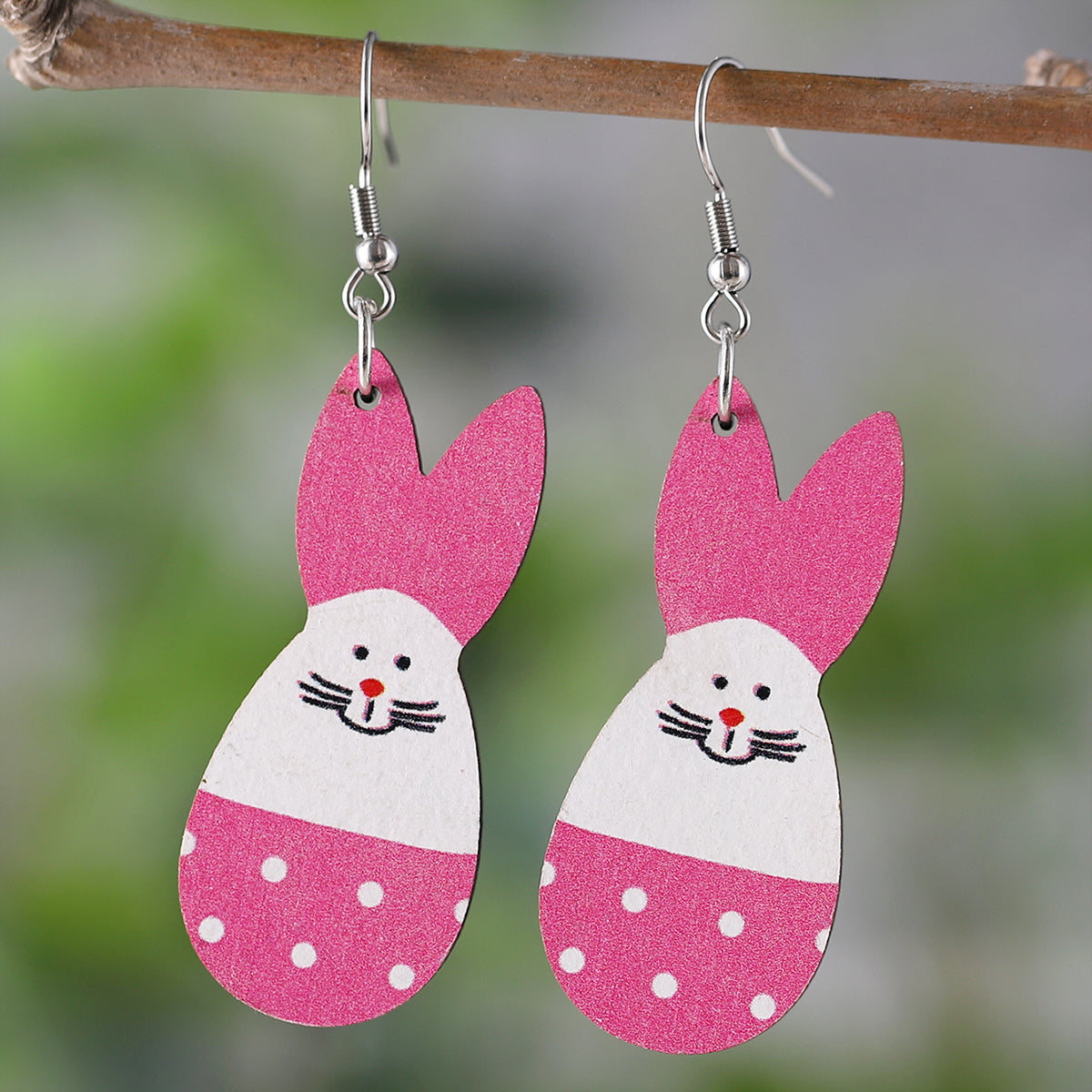 1 Pair Retro Rabbit Wood Drop Earrings