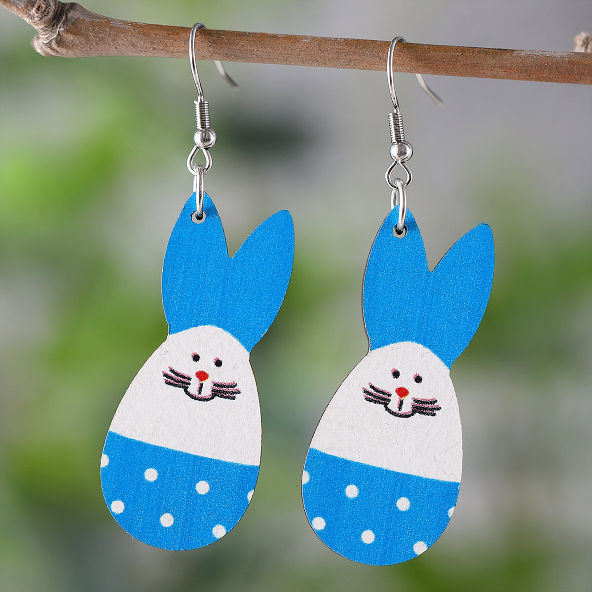 1 Pair Retro Rabbit Wood Drop Earrings