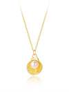 Copper 18K Gold Plated Simple Style Letter Crown Shell Inlay Artificial Pearls Zircon Pendant Necklace