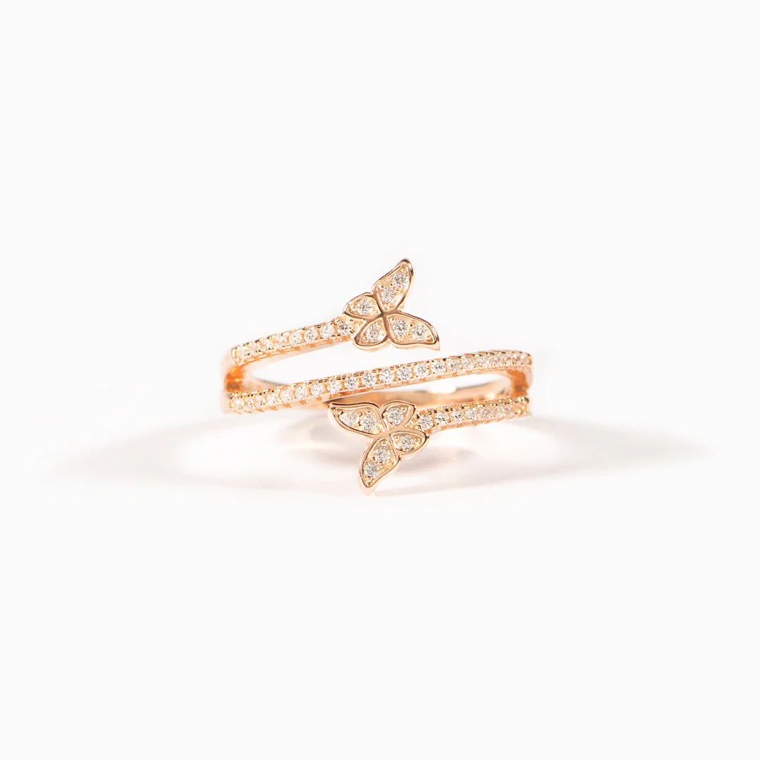 Sterling Silver Simple Style Butterfly Plating Inlay Zircon Rings