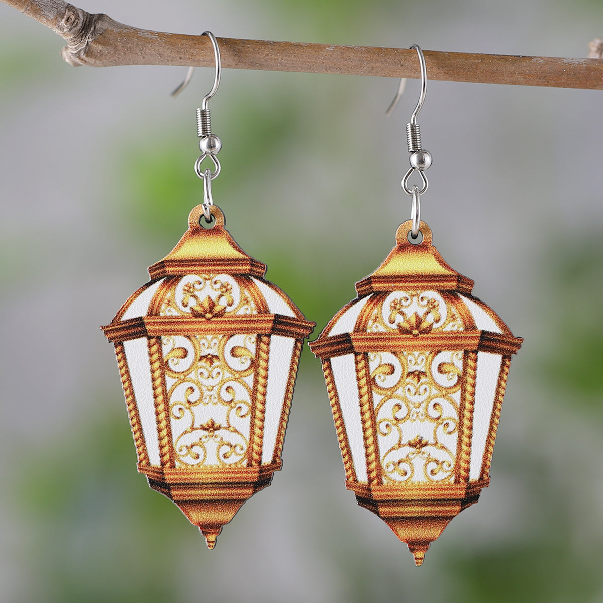 1 Pair Retro Lamp Wood Drop Earrings