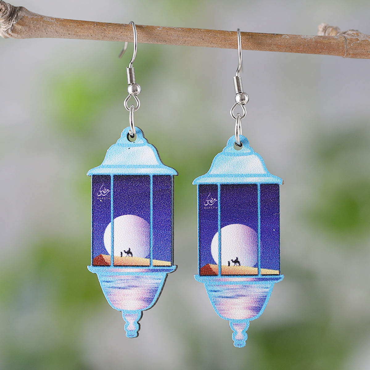 1 Pair Retro Lamp Wood Drop Earrings