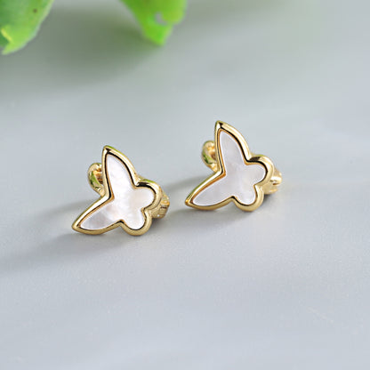 1 Pair Sweet Simple Style Butterfly Plating Sterling Silver Hoop Earrings