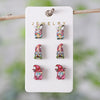 3 Pairs Cute Cartoon Character Wood Ear Studs