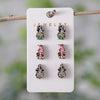 3 Pairs Cute Cartoon Character Wood Ear Studs