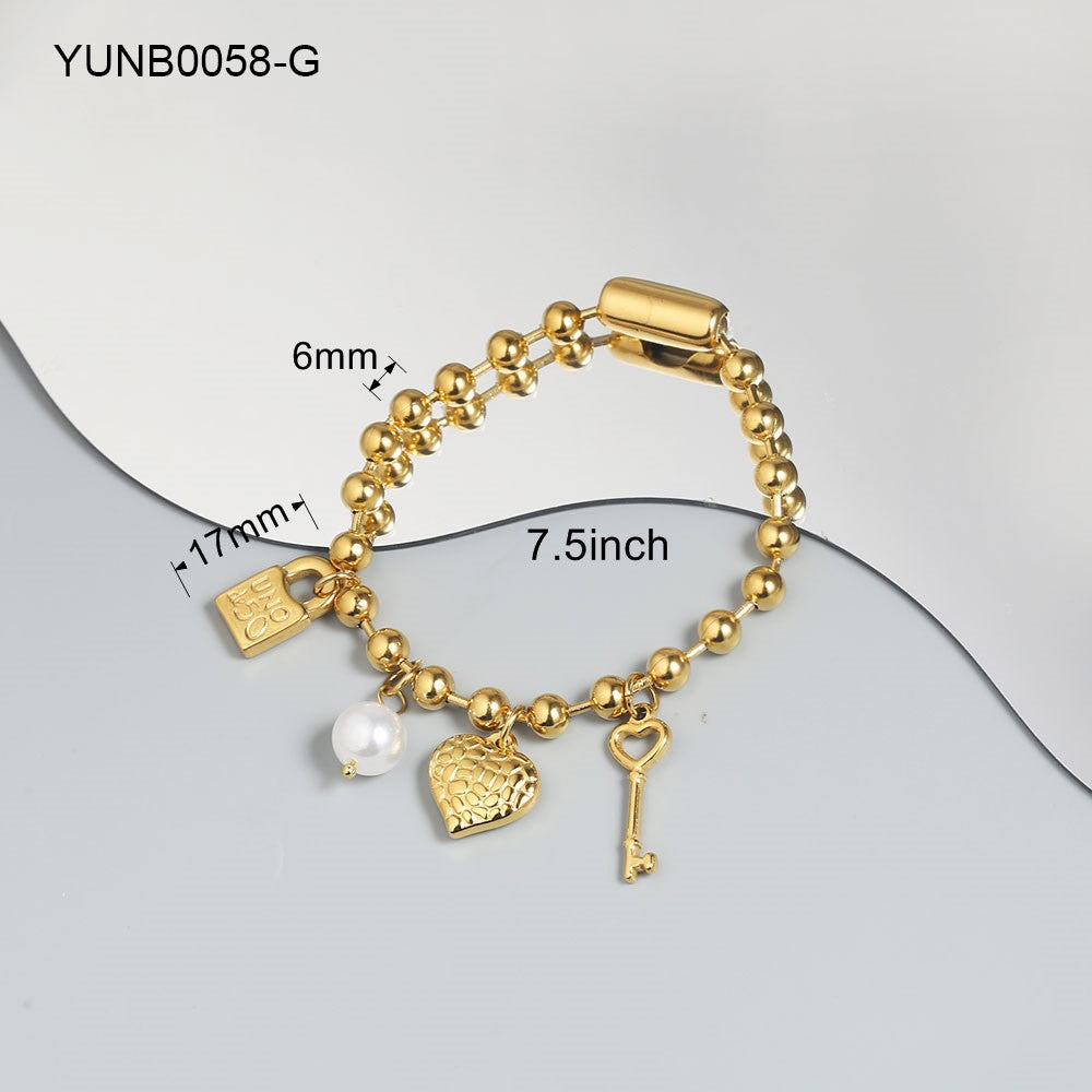 Simple Style Solid Color Stainless Steel Plating Chain 18k Gold Plated Bracelets