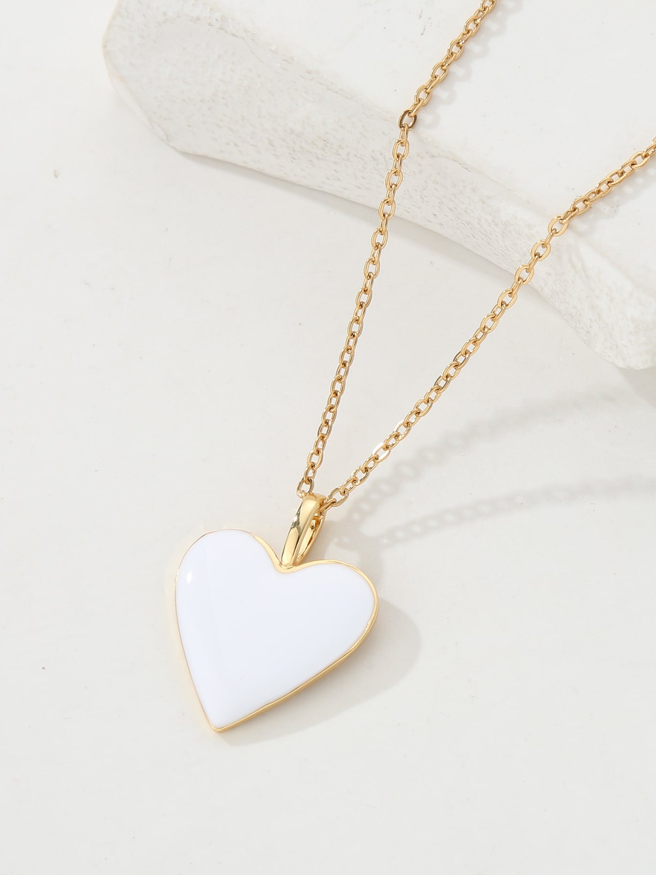 Copper 18K Gold Plated Y2K Heart Shape Enamel Pendant Necklace