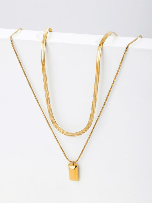 Stainless Steel 18K Gold Plated Simple Style Geometric Pendant Necklace