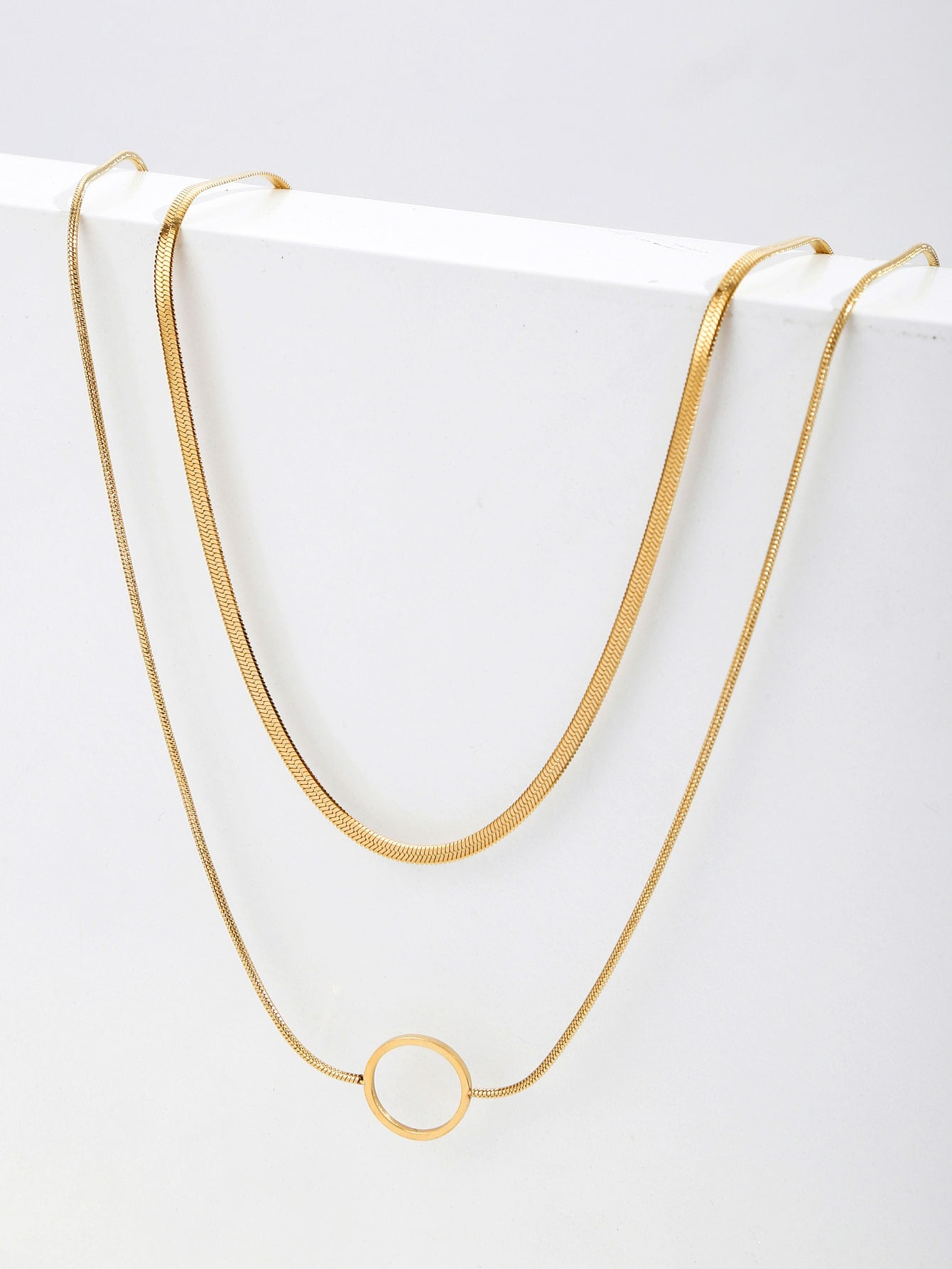 Stainless Steel 18K Gold Plated Simple Style Geometric Pendant Necklace