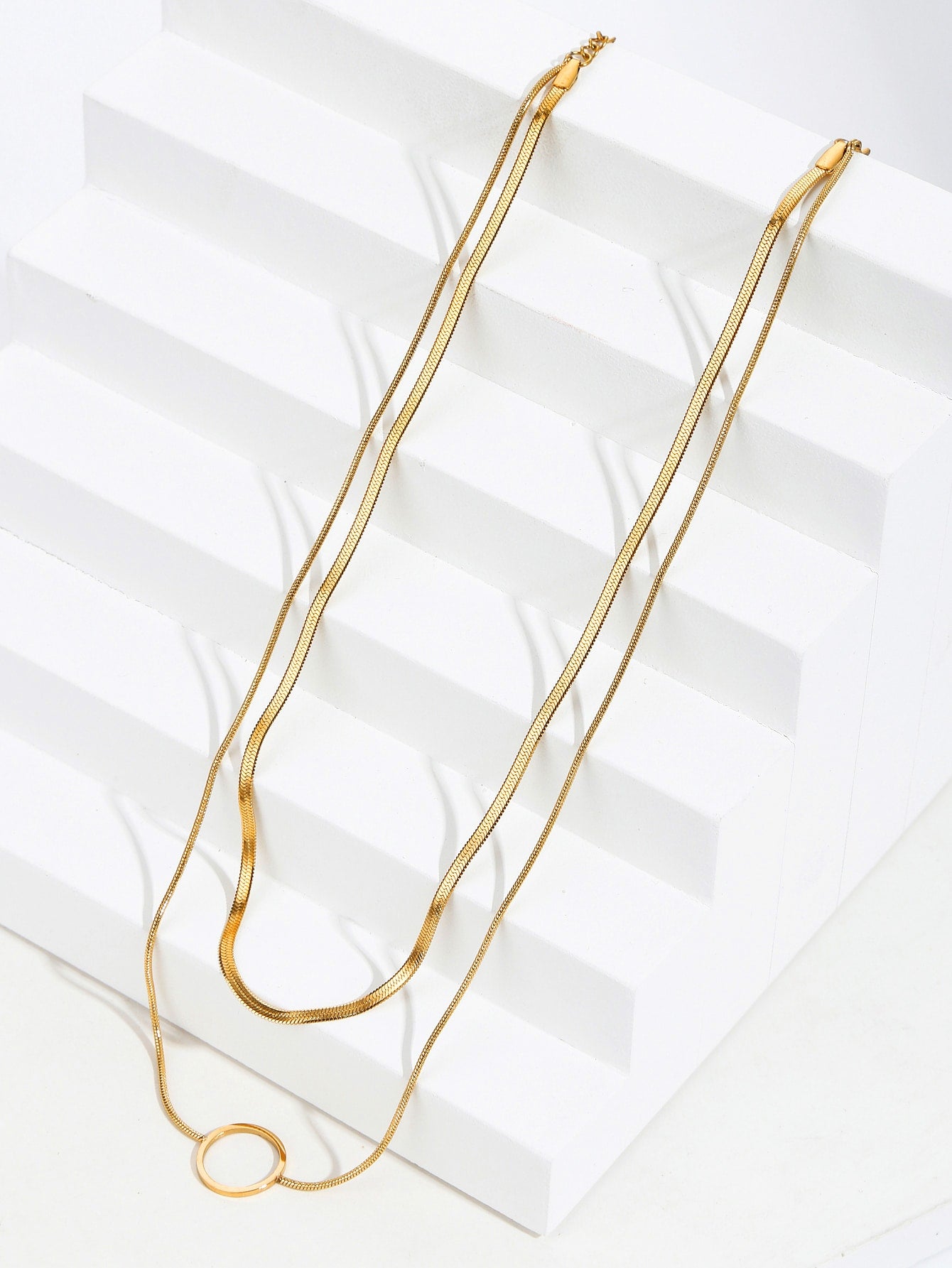 Stainless Steel 18K Gold Plated Simple Style Geometric Pendant Necklace