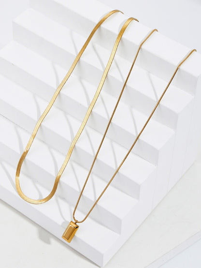 Stainless Steel 18K Gold Plated Simple Style Geometric Pendant Necklace