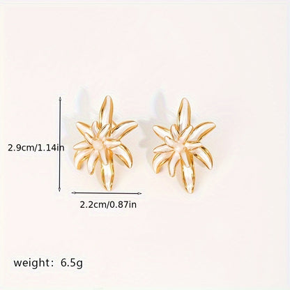 1 Pair Casual Elegant Flower Copper Natural Stone Freshwater Pearl 14K Gold Plated 18K Gold Plated Ear Studs