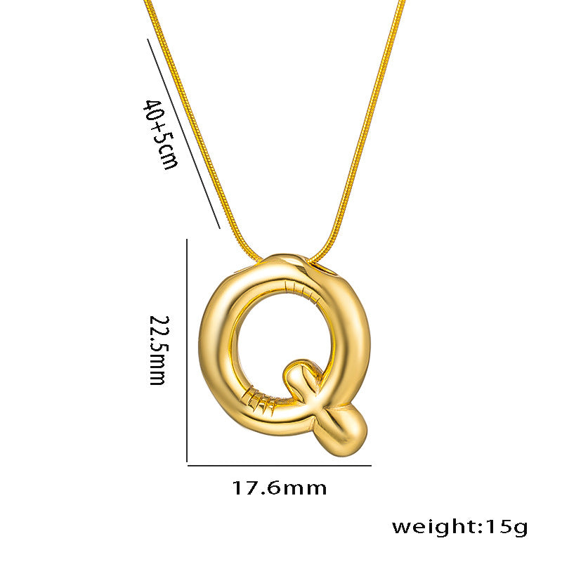 Titanium Steel Simple Style Letter Plating Pendant Necklace