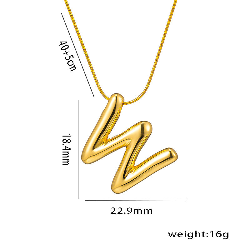 Titanium Steel Simple Style Letter Plating Pendant Necklace